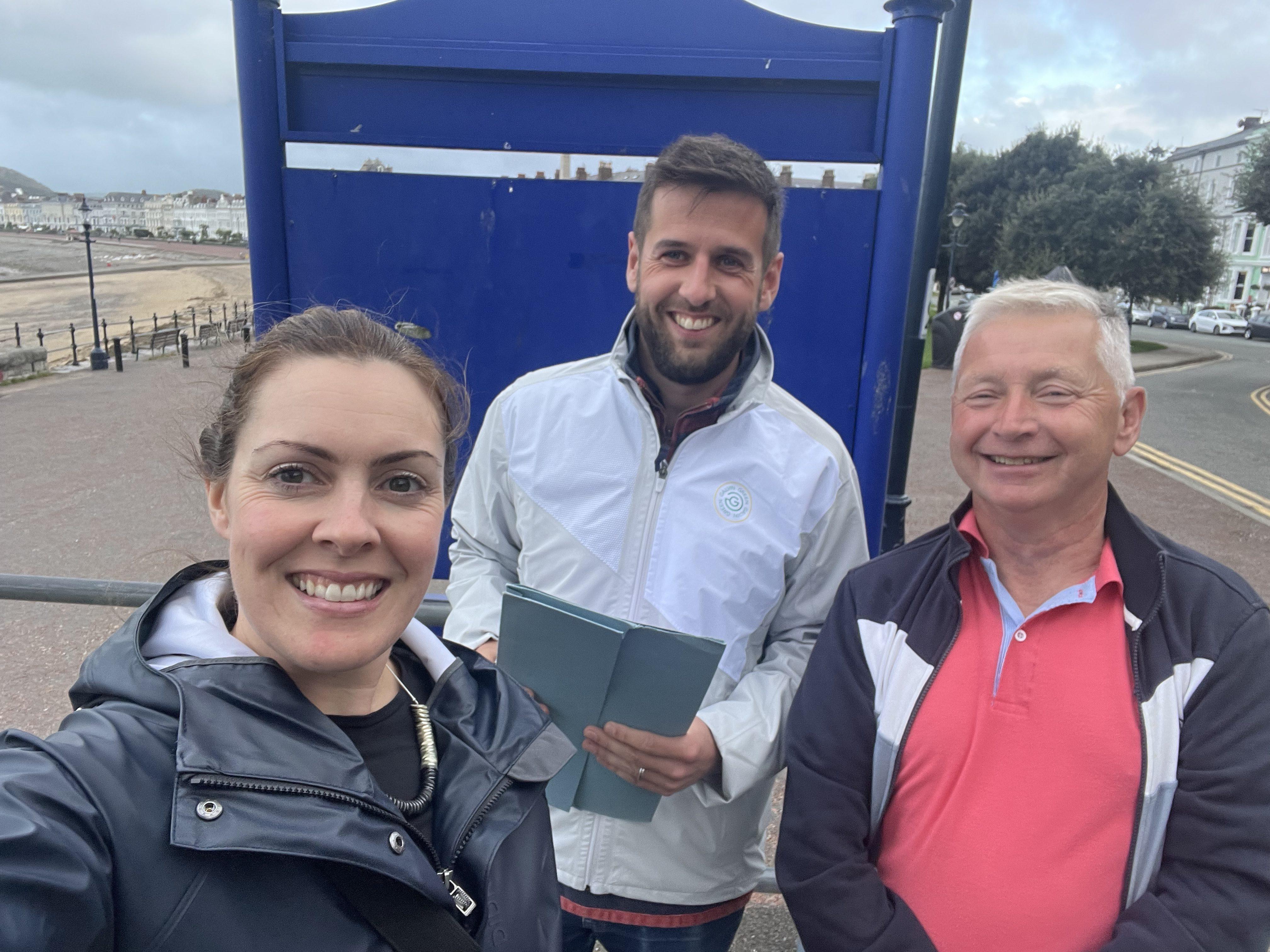 Tris and Kelly Owen taking part in a Llandudno treasure hunt organised by Llandudno Rotary