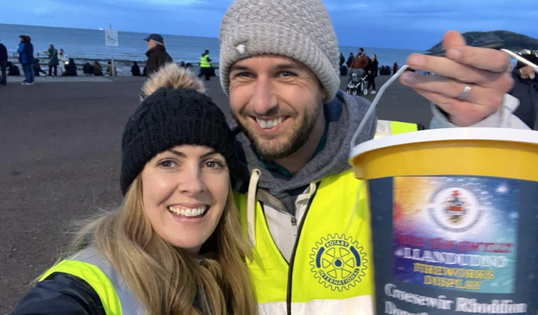 Collecting on behalf of Llandudno Rotary at the Firework Display in Oct 2023