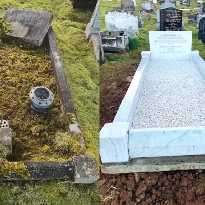 Grave before and after
