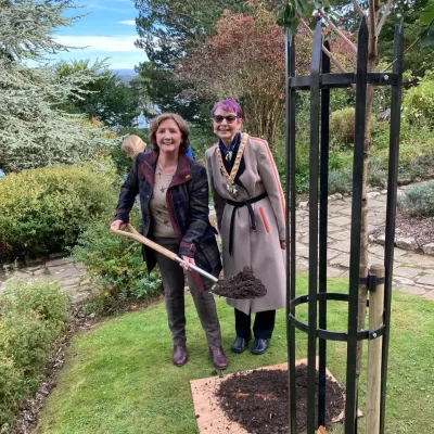 Soroptimist Llandudno tree plaque donated by Conwy funeral director, Tom Owen and Son